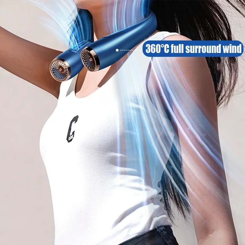 Hanging Neck Fan USB Bladeless Turbo Small Neckband Fan Rechargeable Mute Portable Home Outdoor Fan Folding Electric Cooling Fan