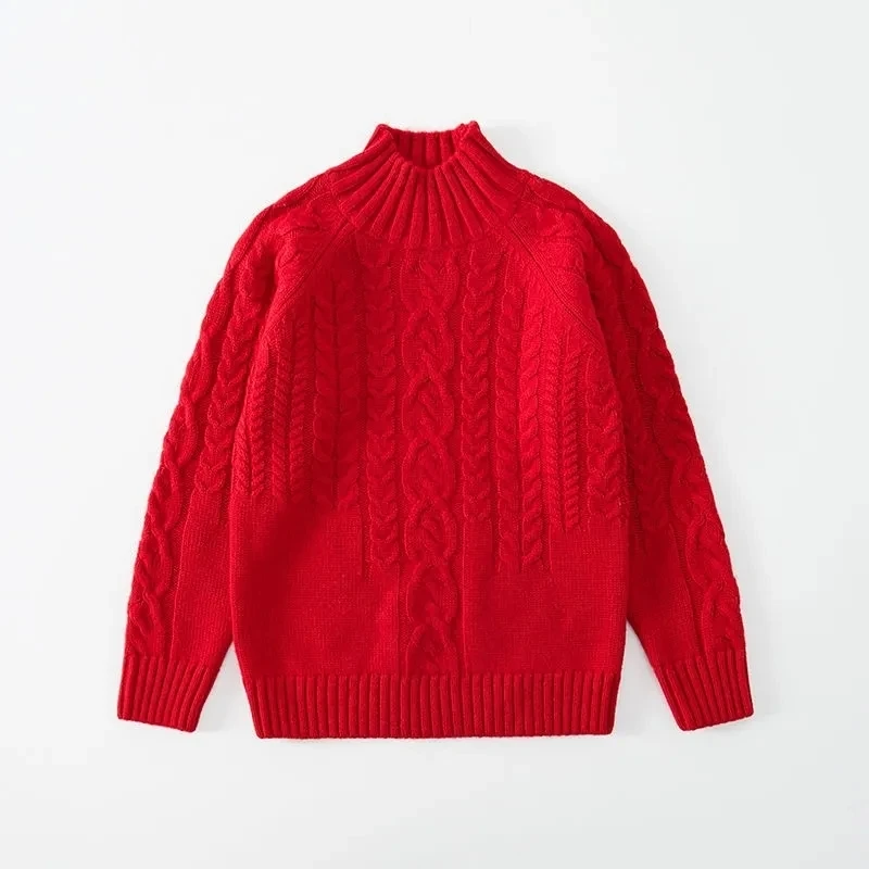 Red White Pink Half Turtleneck Girls Sweater Spring Autumn Winter Baby Pullover bottoming Shirt Children Knitted Sweater