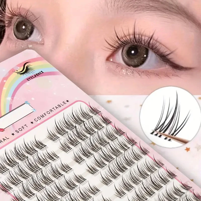 10-reihige Sonnenblumen-Falsche Wimpern der Lazy Person-Trilogie, natürlich lang und transparent, ohne Spuren, gemischte Comic-Wimpern