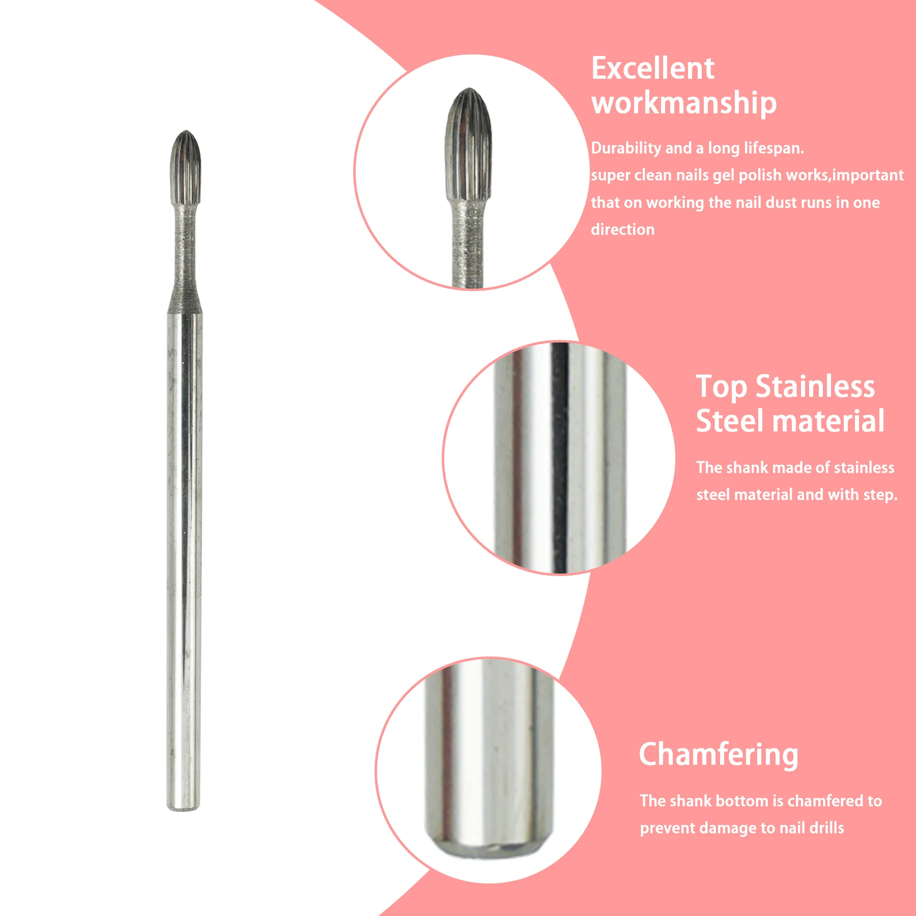 1個入り 超硬ネイルドリルビット 3/32インチ 電動ネイルマシン用 アクリルジェルネイル研磨 甘皮除去ツール