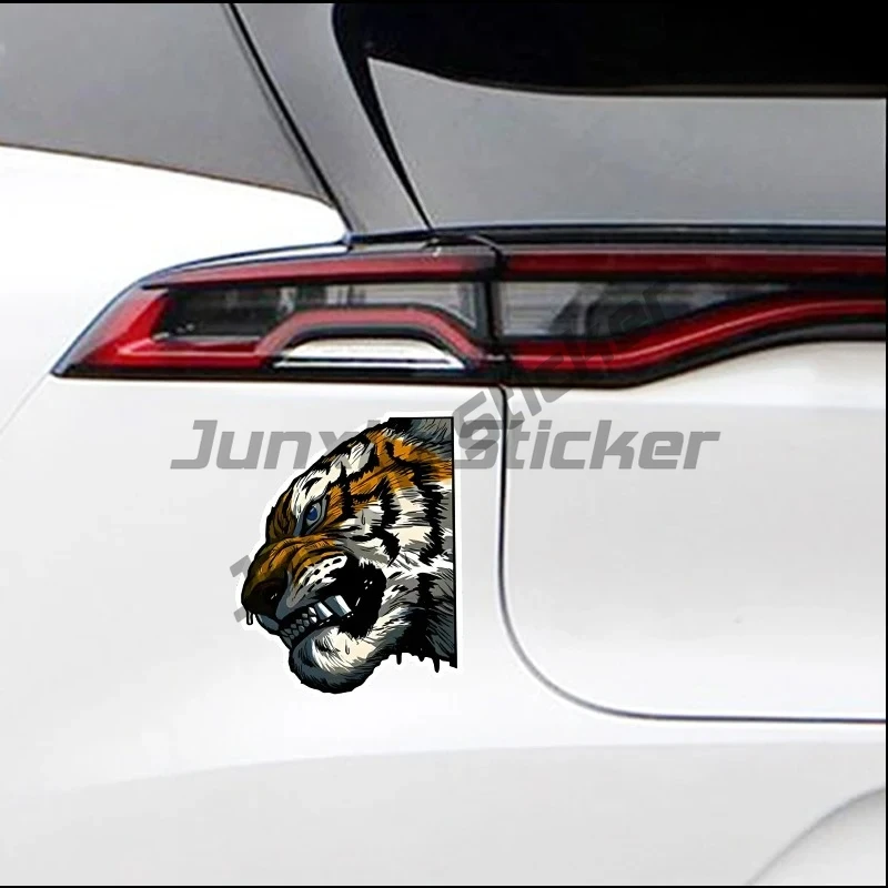 

Наклейка на автомобиль, изображение тигра сбоку, вид с высоты на горы и леса, для стекла и кузова, водонепроницаемая наклейка для электромобилей