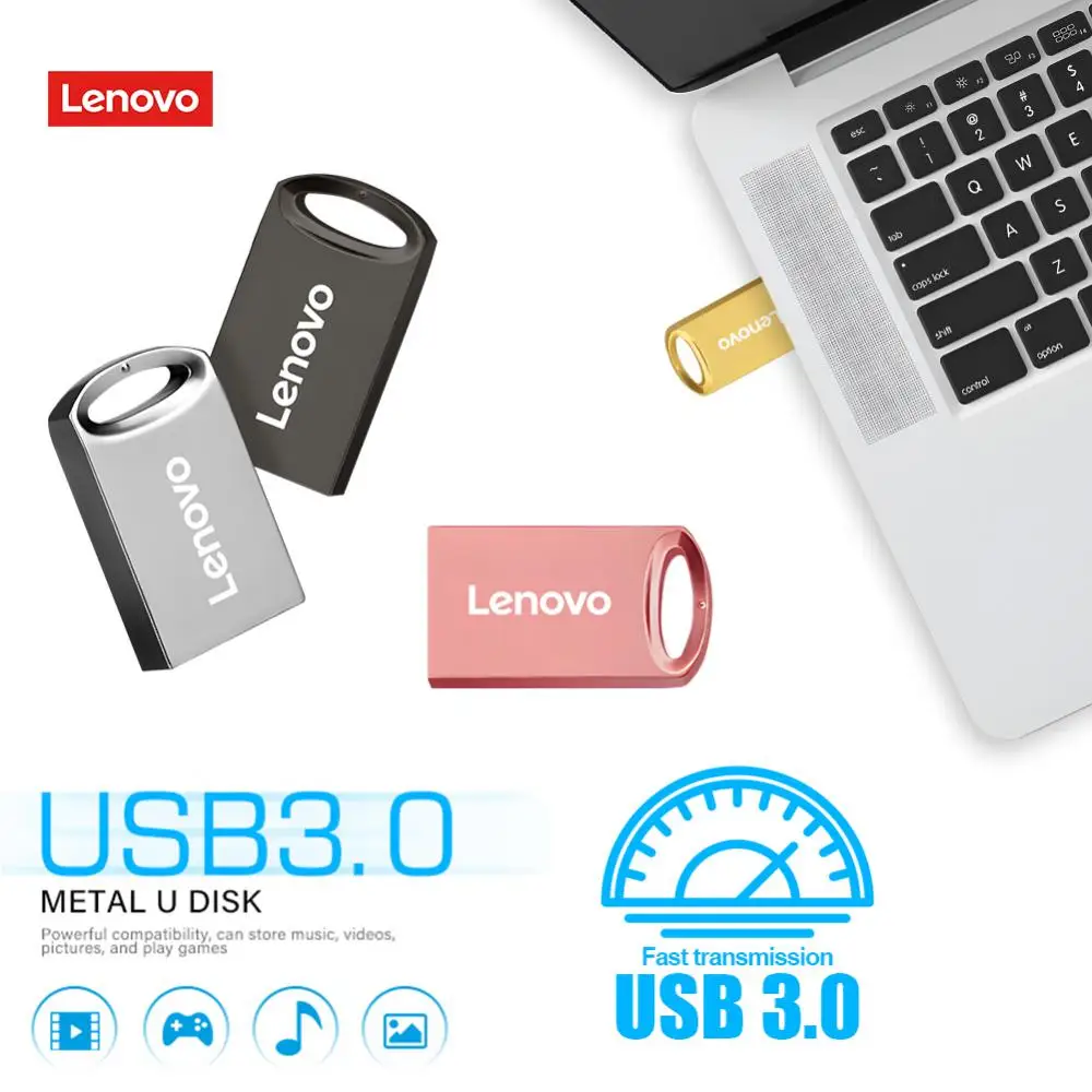 Lenovo Originele Metalen Usb Flash Drive 2Tb 1Tb Grote Capaciteit Draagbare Pendrive Usb3.0 High-Speed File Transfer Waterdichte U Disk