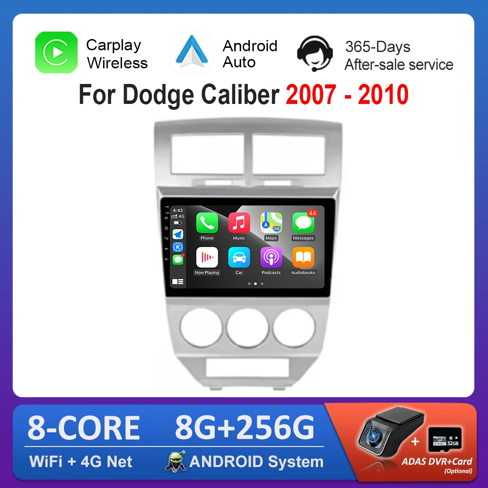 

10.1'' GPS Car Audio Multimedia for Dodge Caliber 2007 - 2010 Android Auto Carplay HD Touch Screen WiFi BT Head Unit Cooling Fan