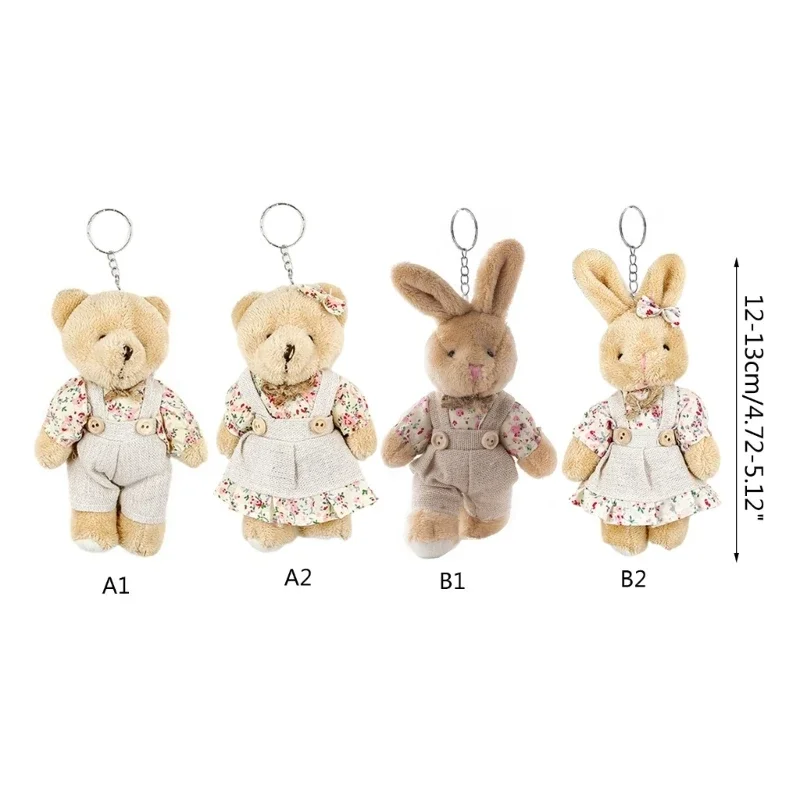 Plush-Bear Keychain for Backpacks Stuffed Animal Keyring Pendant Cute Keychain Bear Backpack Charm Party Favor Ornament