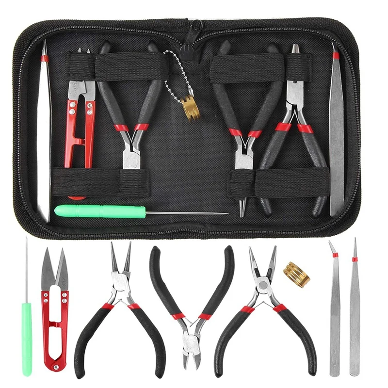 

Jewelry Making Supplies Kit - 8Pcs Beading Tweezers Tool Set With Round Nose/Side Cutting/Needle Nose Pliers For DIY