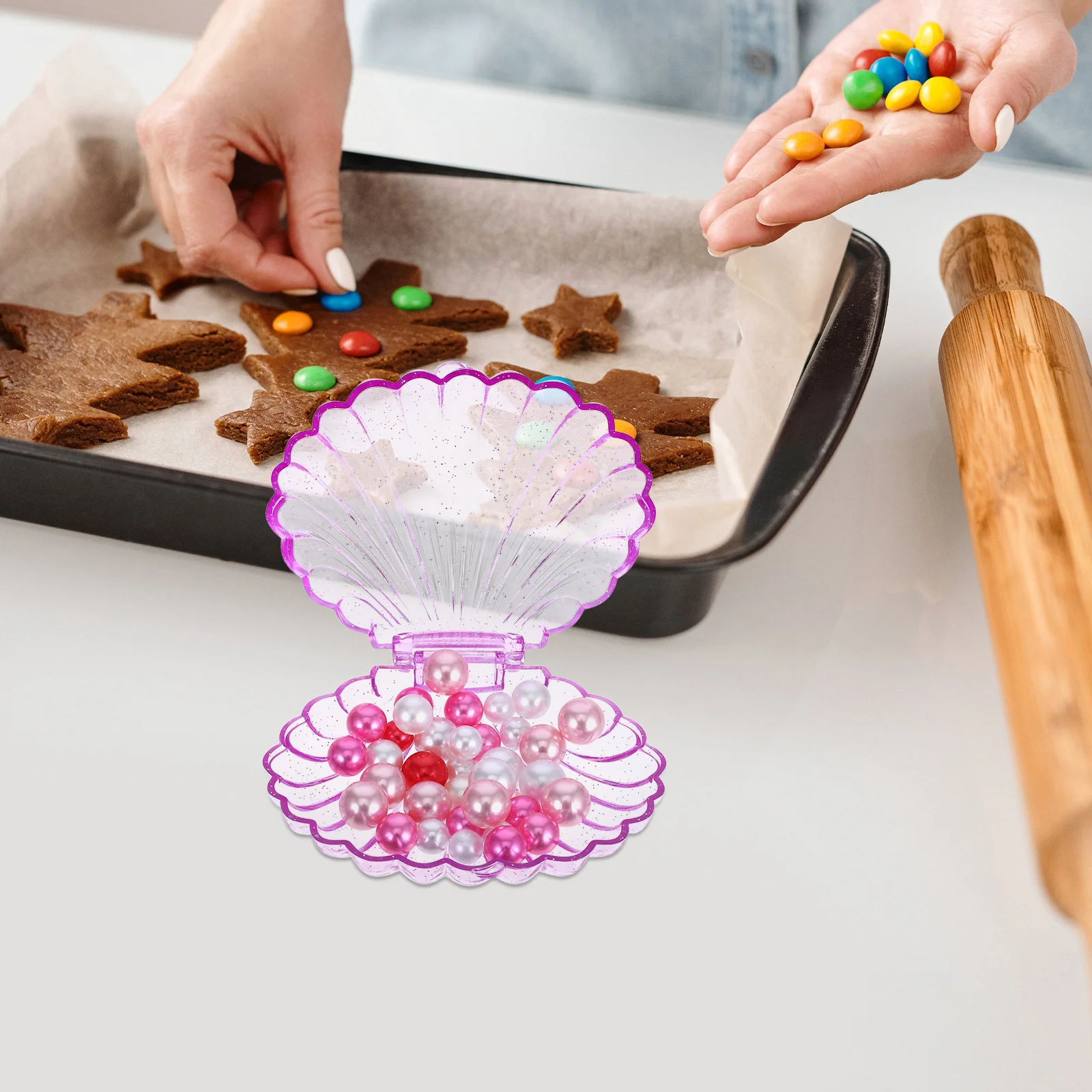 

5Pcs Sea Shell Candy Boxes Shimmering Plastic Candy Trays for Wedding Shower Birthday Party Favor Gifts Violet