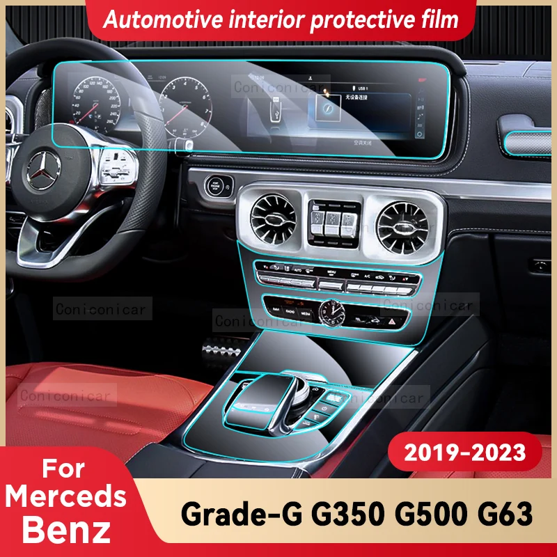 

For Merceds Benz Grade G Class G350 G500 G63 2019-2023 Car Interior Center Console TPU Protective Film Anti-scratch Repair film