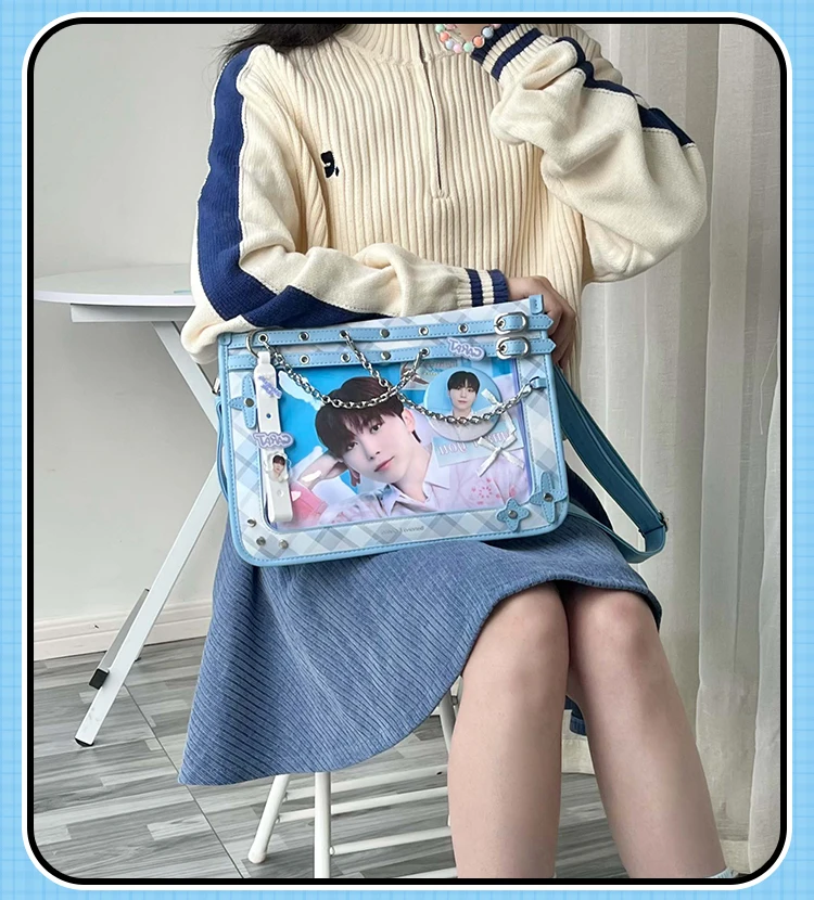 

Japanese Original Design Star Phase Chain Plaid Large Food Ltabag Women's Daily Large Capacity Shoulder Bag Female Messenger Bag