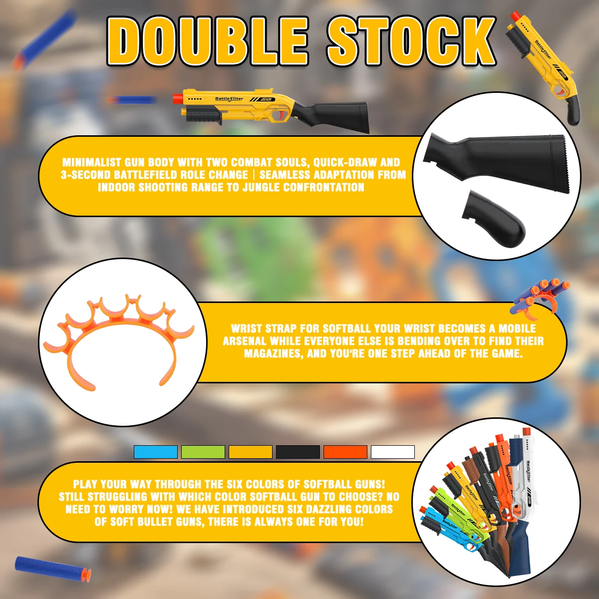 Kids Outdoor Dual Handles Foam Dart Blaster Gun Safe Ammo Soft Bullet Multi Colors Battle Toy voor kinderen