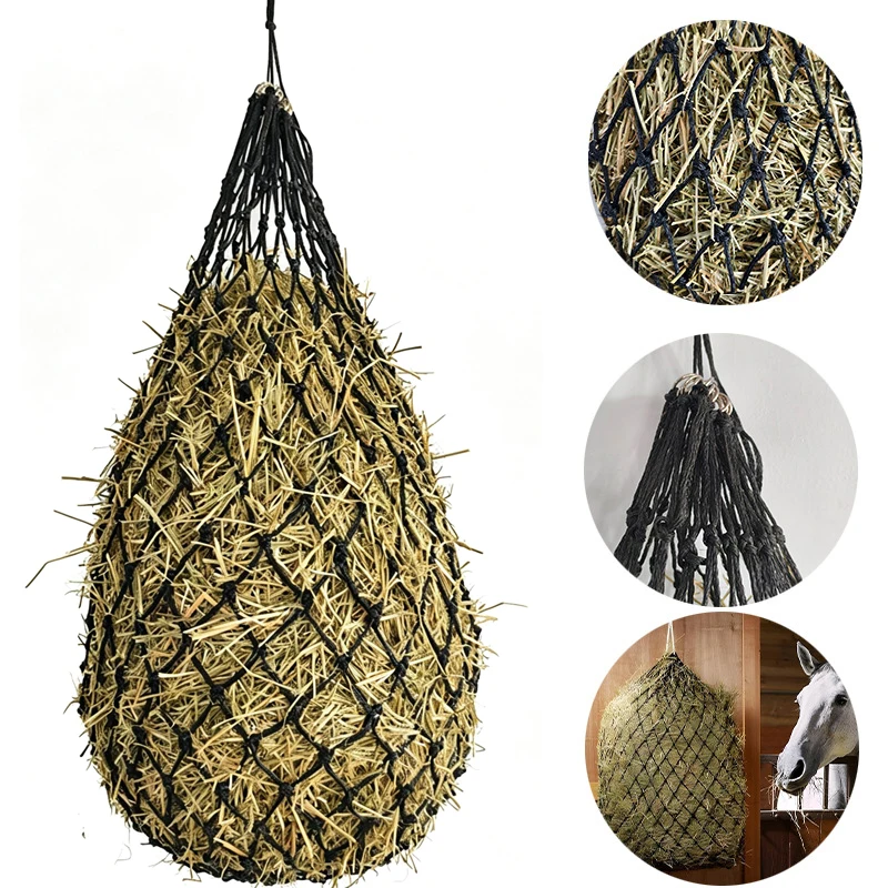 2PCS Polyester Slow Feed Hay Net Hanging Large Capacity Horse Hay Bag 36inch Hay Feeder Bag Equestrian Accessory for Horse
