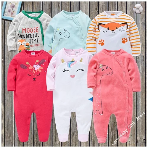 3 Pcs Newborn Baby Pajamas Infant Boy Rompers Infantil Girl Clothing One-Pieces Grow Bebe Footies Sleepsuits Sleepwear Roupas