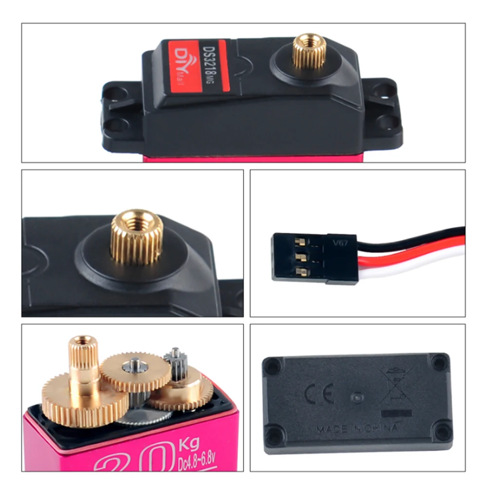 20KG Digital Servo High Torque Metal Gear Waterproof DS3218 Pro 180/270° for 1:8 1:10 1:12 Scale RC Cars Crawler Off-Road Truck