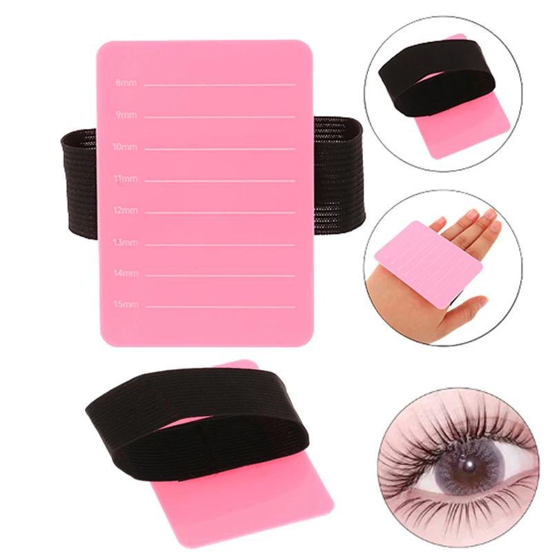 

Acrylic Grafted Eyelash Show Board Eyelash Extension Hand Plate Lash Holder Eyelash Extension Pallet with Adjustable Wrist Strap