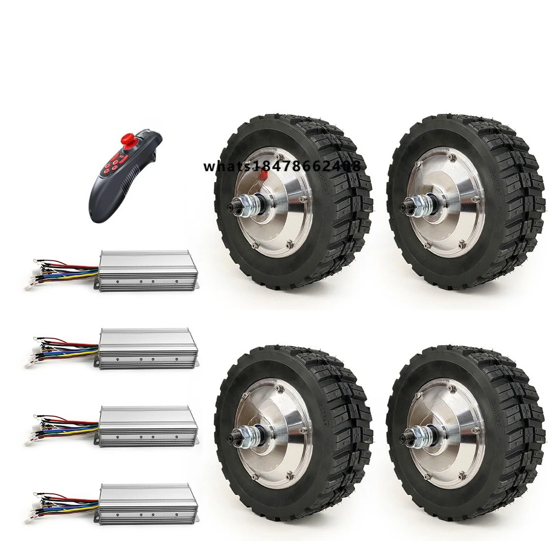 

4WD 4X4 8inch 350W Hub Gear Motor Wheel for DIY Portable Platform Cart Transport Hand Truck Trolly Conversion Kit
