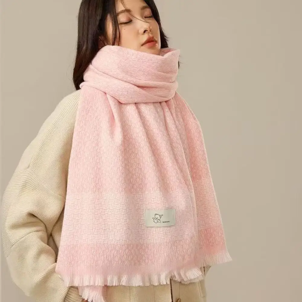 

Новый модный мягкий кашемировый шарф, однотонный утолщенный теплый шарф для шеи с кисточками, зимние шарфы для женщин