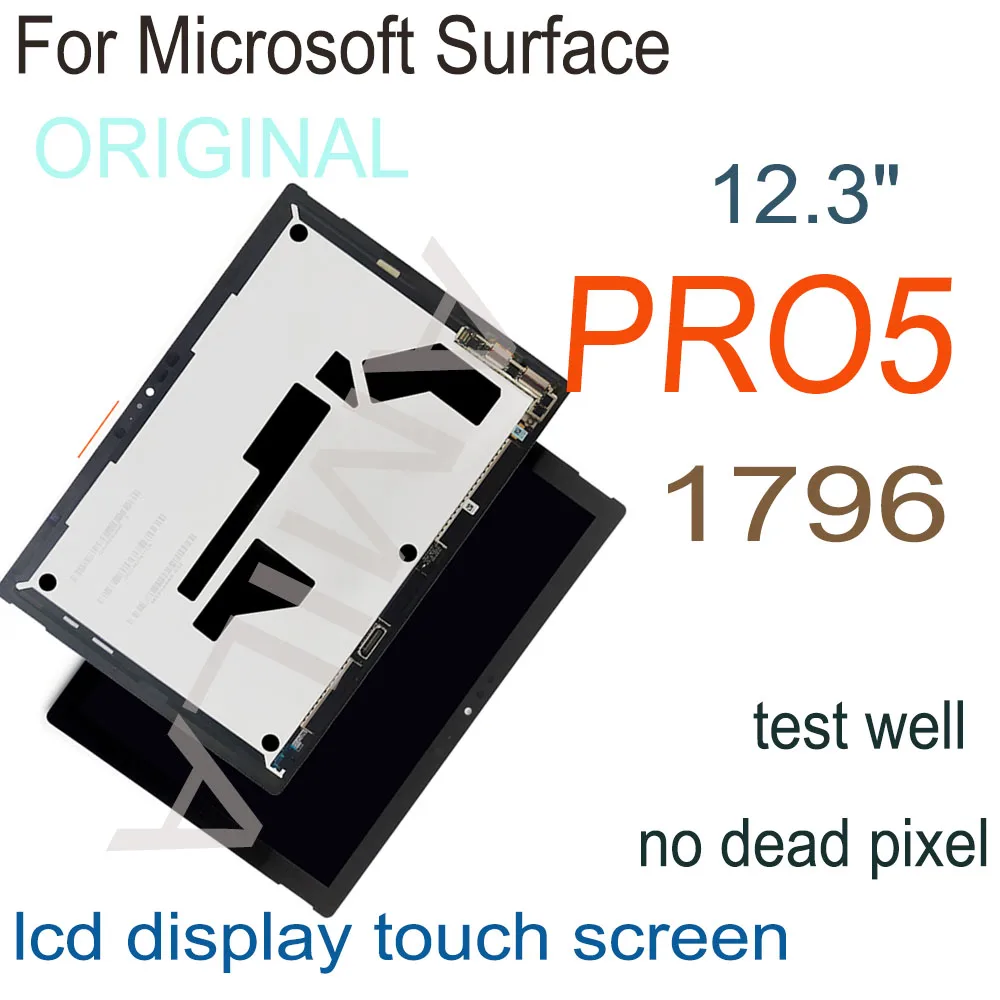 Tested Original Pro5 LCD For Microsoft Surface Pro 5 1796 LCD Display Touch Screen Digitizer Assembly LP123WQ1 Surface pro5 Pane