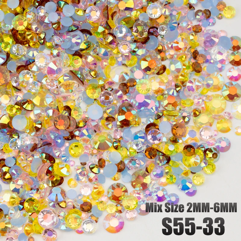 VDD 30/100g Neue Mischgröße 2-6mm Harz-Strasssteine Kristallfarbe AB Flache Rückseite für DIY-Bastelarbeiten, Nagelkunst-Dekorationen, Großhandel – Detail 38