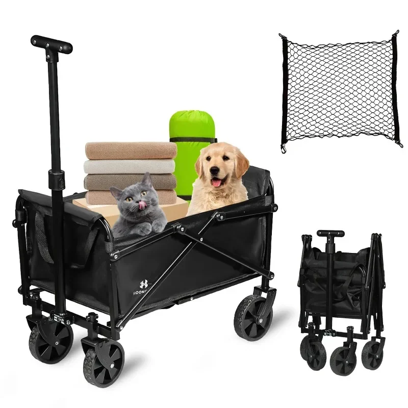 【2026】1Pcs Beach Cart With Large Wheels Foldable Utility Large Capacity Outdoor Portable Trolley  For Picnic Fishing Camping