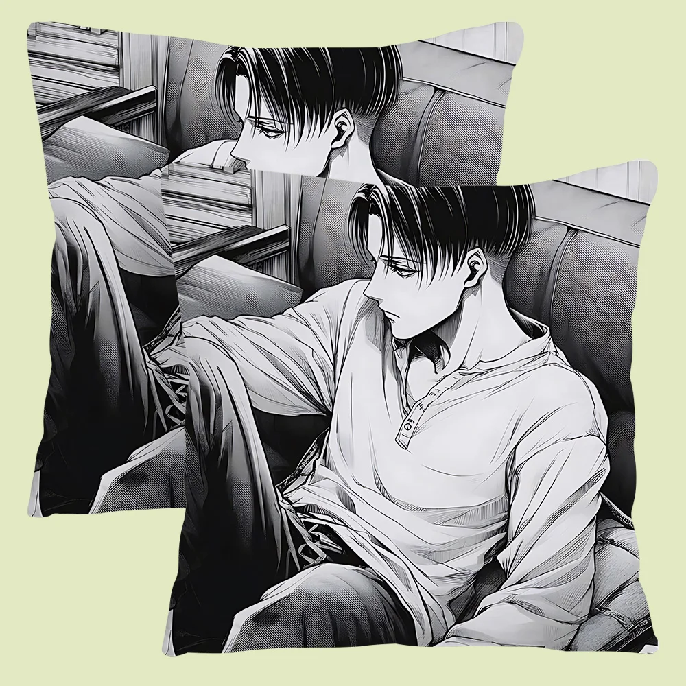 Levi Ackerman Attack On Titan Pillow Covers Cartoon Sofa Decorative Home Double-sided Printing Short Plush Cute Cushion Cover