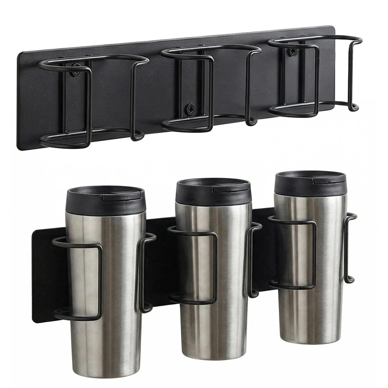 

2Pcs Magnetic Cup Holder with Hook Water Bottle Organizer 10Lbs Capacity Wall Mounted Cup Storage Rack for Stanley Cup Lover