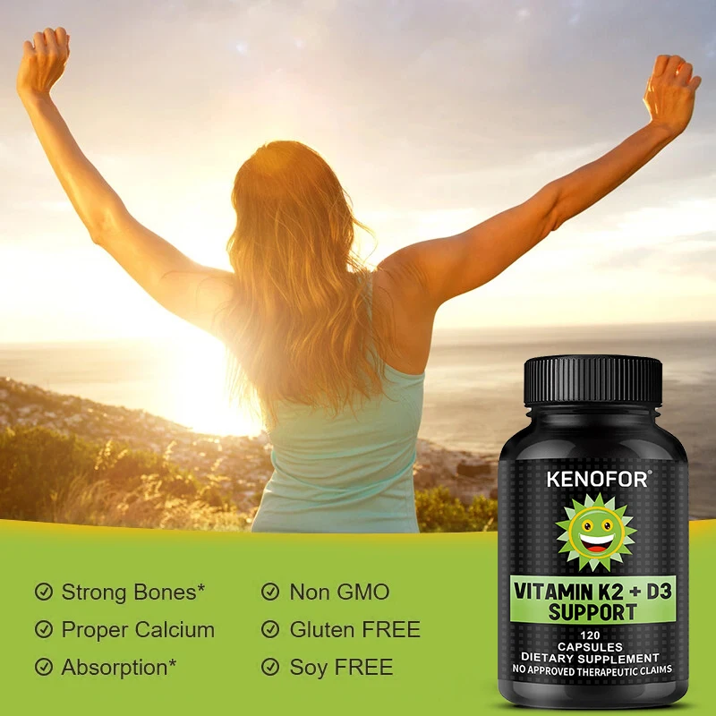 D3+K2 Supplement - 2-in-1 Natural Vitamins - Promotes Nutrient Absorption and Bone, Nervous System, and Cardiovascular Health