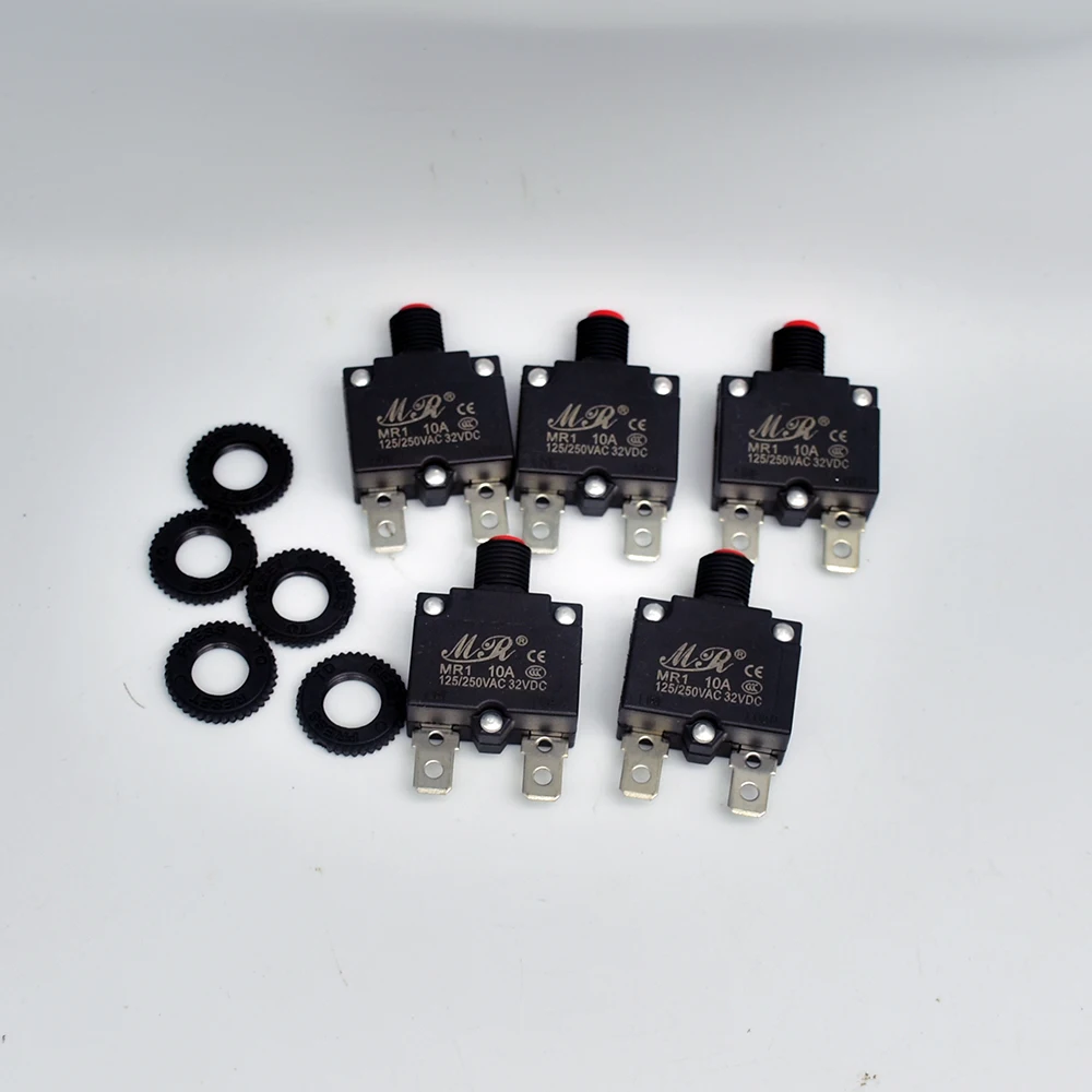 5Pcs Circuit Breaker Overload Protector Switch Fuse 3A 4A 5A 6A 7A 8A 10A 12A 15A 20A Resettable