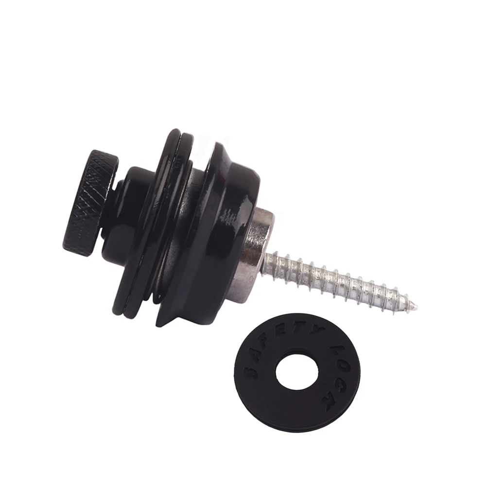 

Heavy Duty Alloy Mushroom Head Guitar Strap Buttons Safety Locks For Electric Bass Guitar Parts Black Durable Snap Lock System