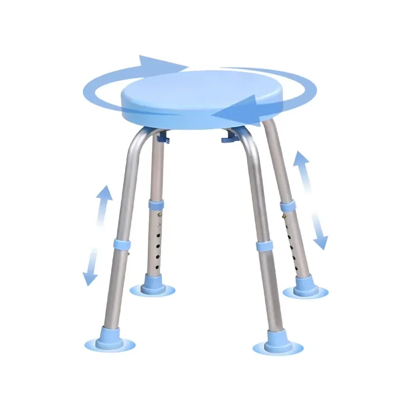 Adjustable Height Aluminum Shower Chair 360 Degree Rotating Bath Stool for Elderly Disabled Non Slip Feet Heavy Duty 300lbs