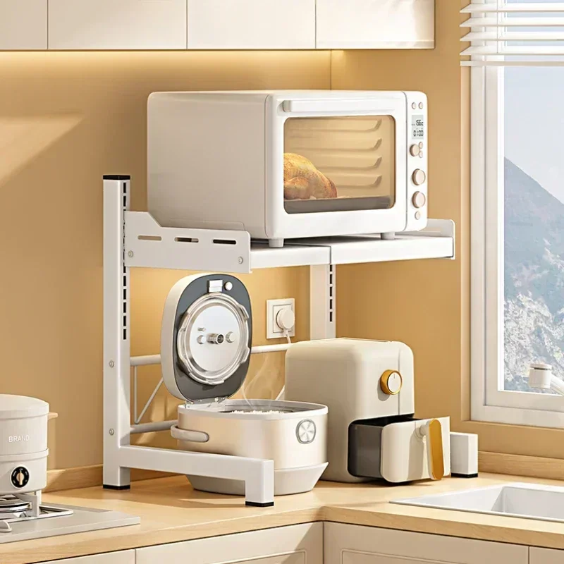 

%a Telescopic Kitchen Rack Double Layer Rice Cooker and Microwave Oven Shelf Thickened Spice Holder