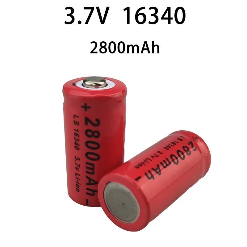 16340 Battery 3.7V 2800mAh Rechargeable Li-ion Battery CR123A for LED Flashlight with 16340 CR123 Battery Charger