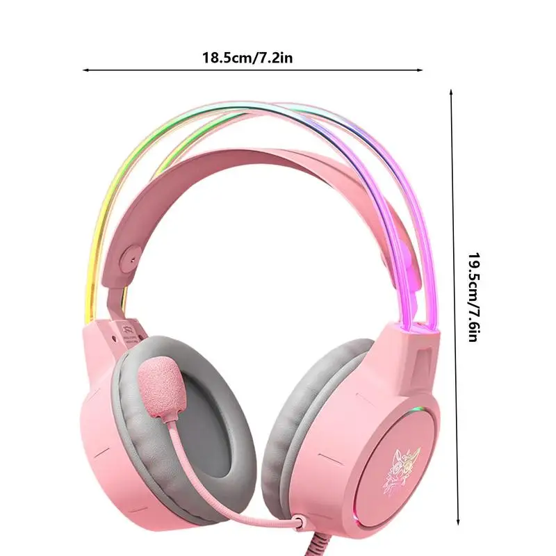 Wired Headset With Mic Surround Stereo Computer Headset With Led Light Surround Stereo Sound Glowing Headsets For Laptop PC Game