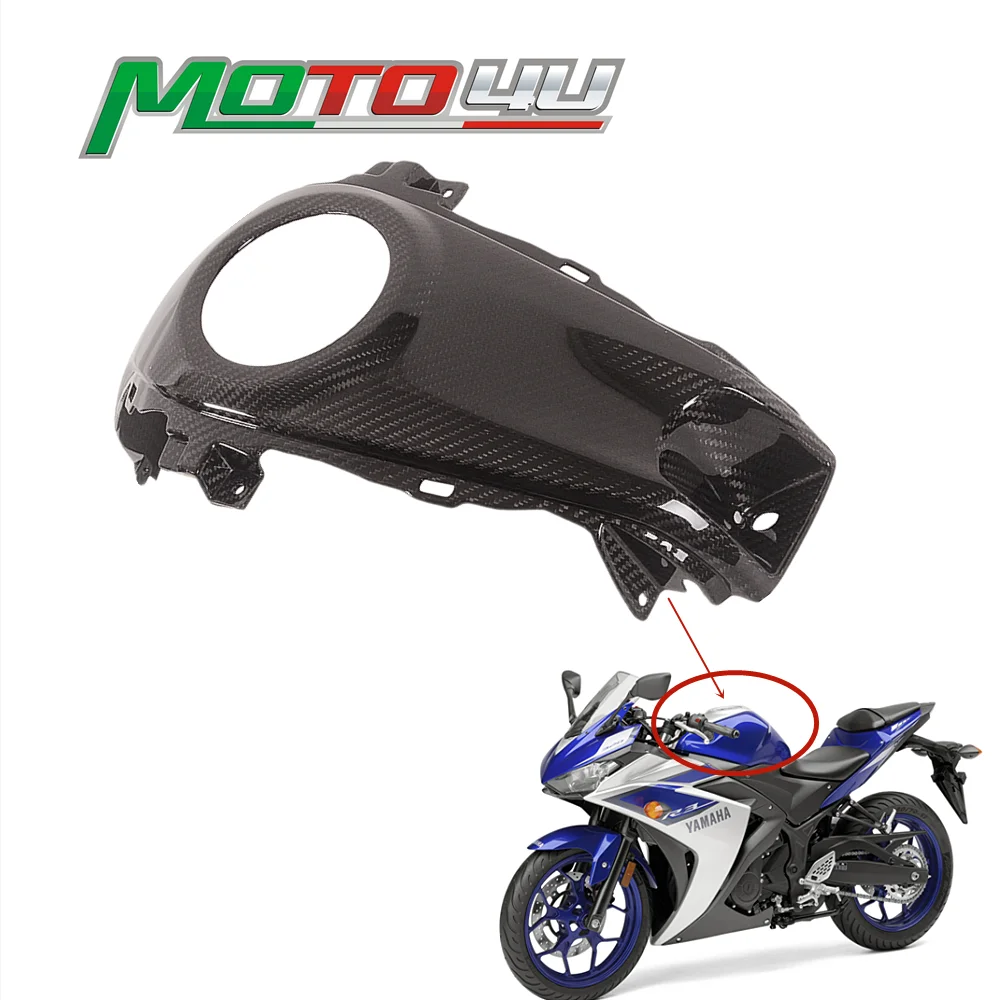 For YAMAHA YZF-R3 R3 2015 2016 2017 2018 100% Carbon Fiber Gas Tank Cover Middle Tank Fuel Protection Cap Fairing Guard Panel