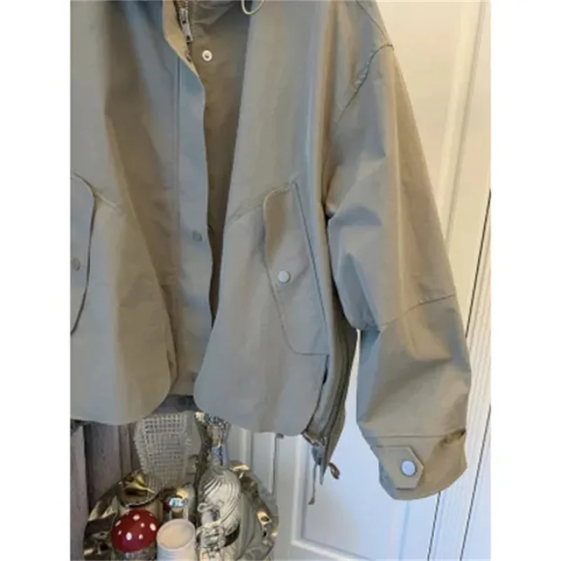 2025 Vrouwelijke Patchwork Grote Zakjas Herfst Vrouwen Windjack Met Capuchon Tops Koreaanse Dames Vrije Tijd Rits Grote Maat 4XL Jas