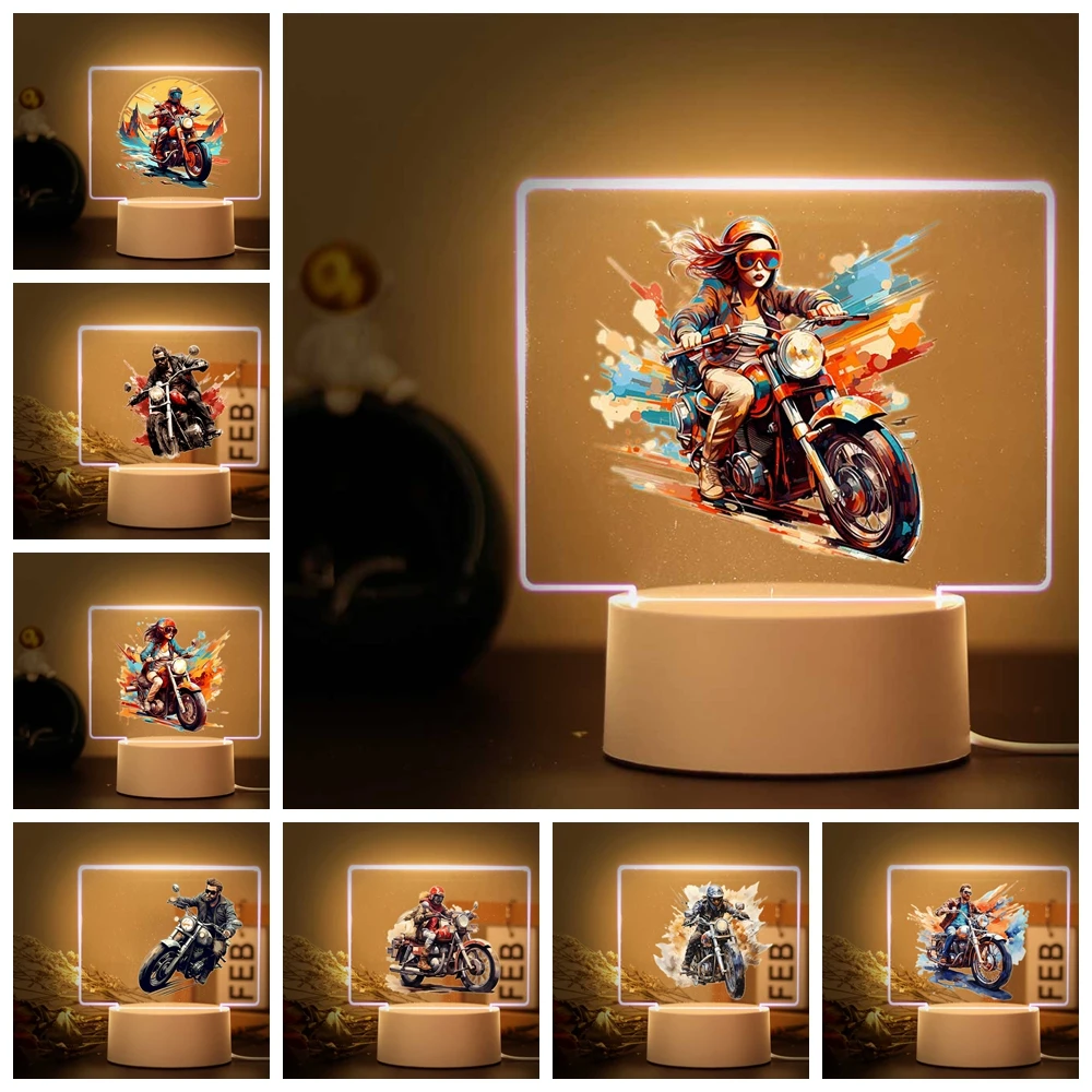 1 pc hot Woman on a motorcycle Children'S Lamp For Bedroom Night Lights Avatar Mange Room Decor Kid'S Gift