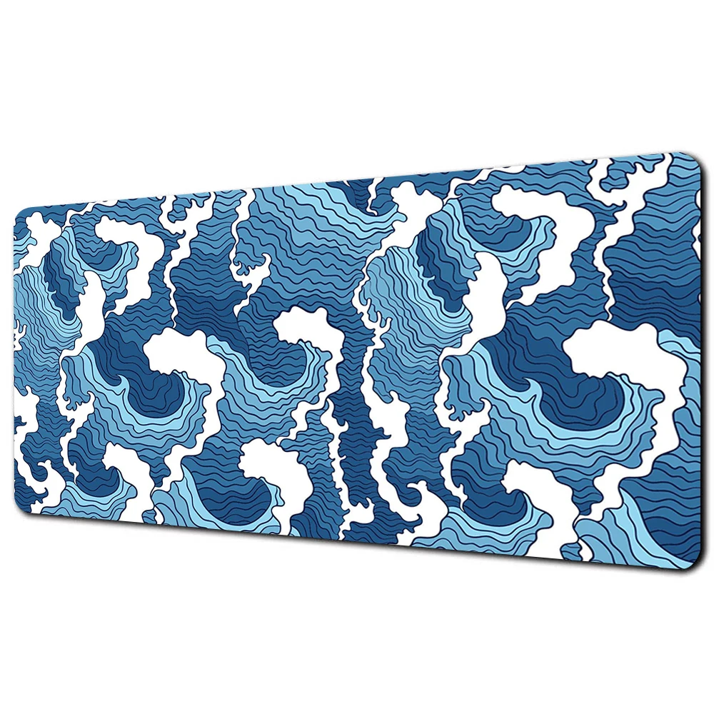 Large Mouse Pad Art Blue Waves Mousepad Keyboard Mat Gaming Big Desk Mat Design Wave HD Xxl Desk Pad Company Mouse Mat For Gift