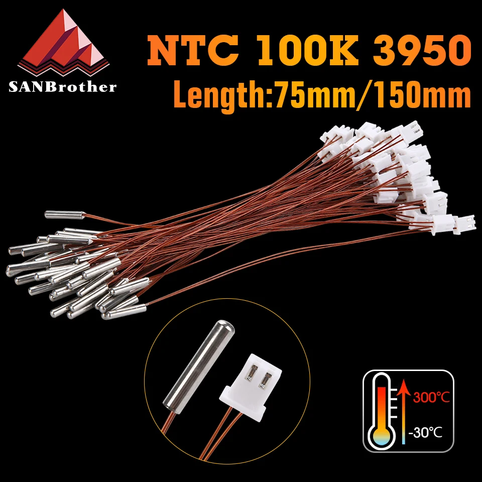 

Upgraded NTC100K Thermistor Temperature Sensor Cartridge NTC 3950 for 3D Printer Extruder Mk8 V6 Volcano CR10 M3 Hotend For Voro