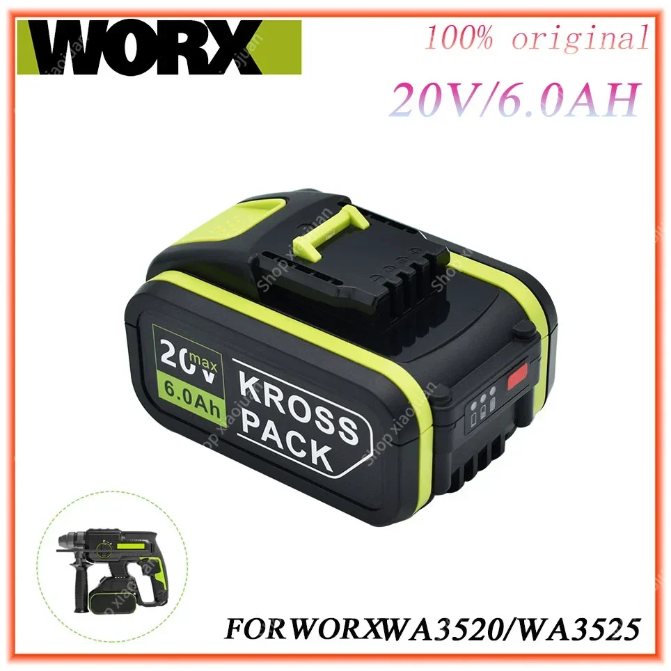 6000 mAh battery for Worx WA3553 20V wireless power tool battery WA3572WA3553WX390WA3551WX176WX178 backup battery