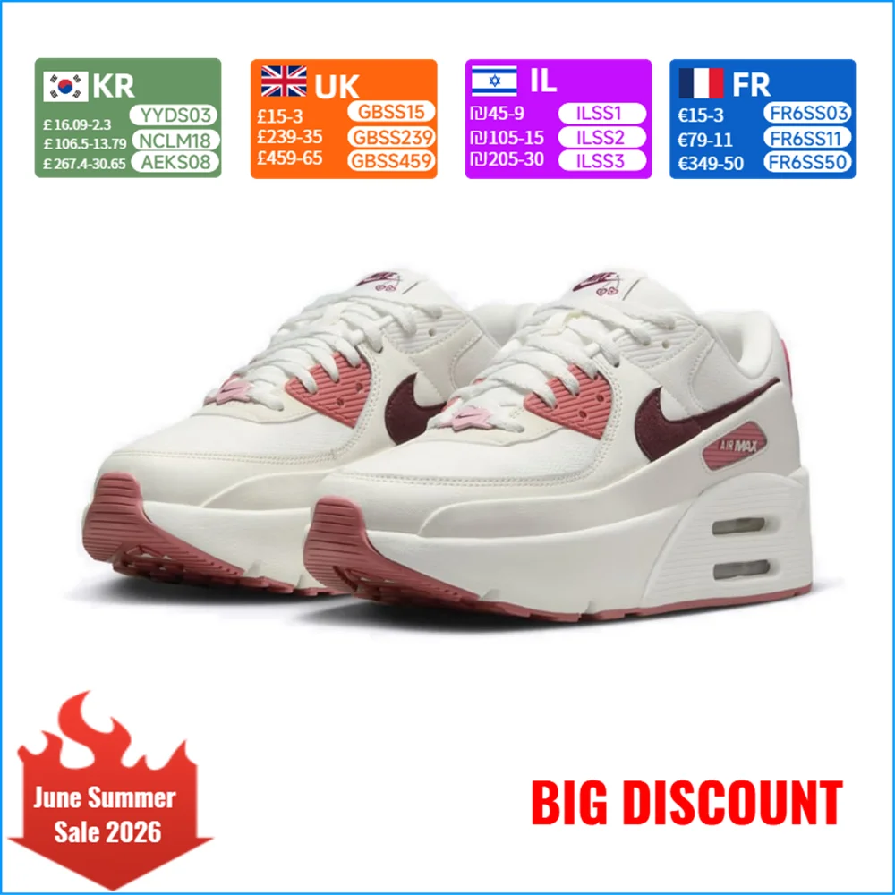 Tênis de corrida feminino Nike Air Max 90 com amortecimento Air Max, estilo retrô clássico, leve e confortável para treino diário FZ5164-133