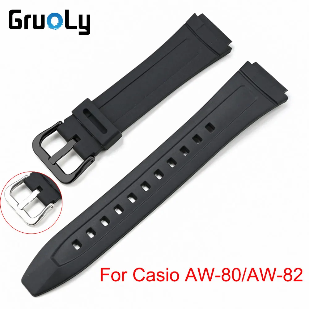 Resin Rubber Watchband Strap For Casio AW-80 AW-82 Replace Wrist Band TPU Belt Accessories