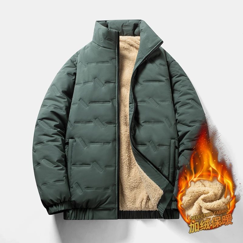 

Мужская модная хлопковая флисовая куртка, новинка 2025 года, куртка-кардиган, мужская хлопковая куртка с толстым капюшоном на флисовой подкладке из ягненка