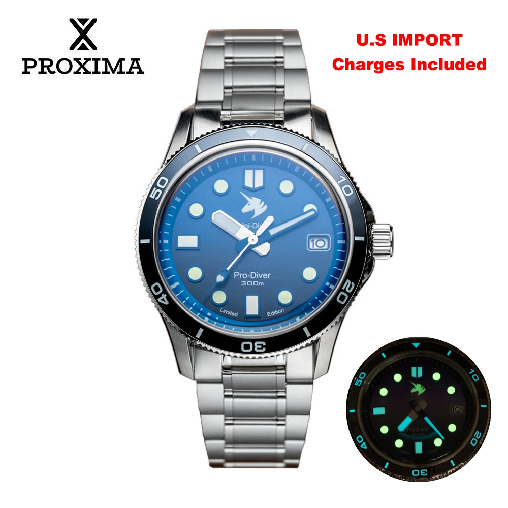 Proxima PX1740-LS 39mm Men Diving Watch Sunburst Dial NH35 Automatic Mechanical Luxury Waterproof 100m Luminous Sapphire Crystal
