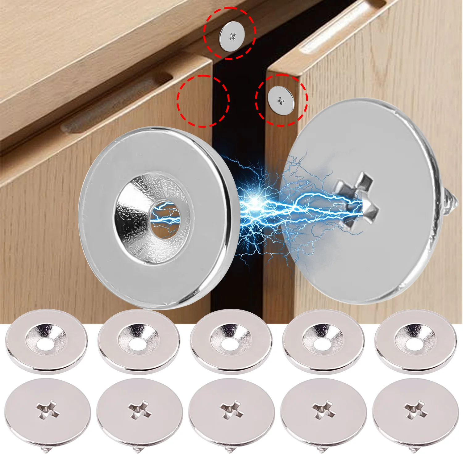 1-12Set Cabinet Strong Magnetic Catches For Wardrobe Hidden Closing Magnetic Door Catch Closer Hidden Latch For Kitchen Cupboard
