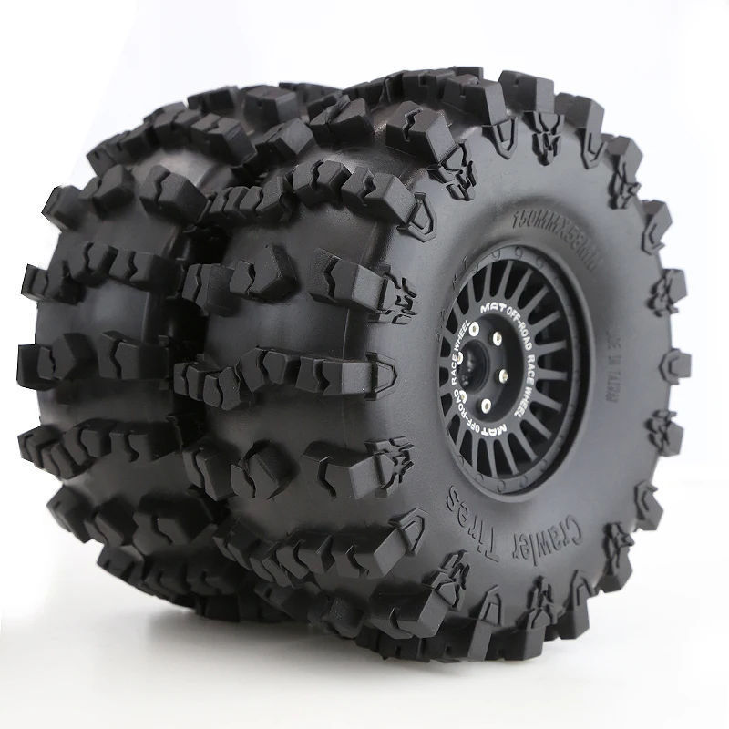4 個 150 ミリメートル 2.2 "メタルビードロックホイールリムタイヤセット 1/10 RC クローラー車軸 SCX10 プロレイスキャプラ RR10 RBX10 トラクサス TRX4 用