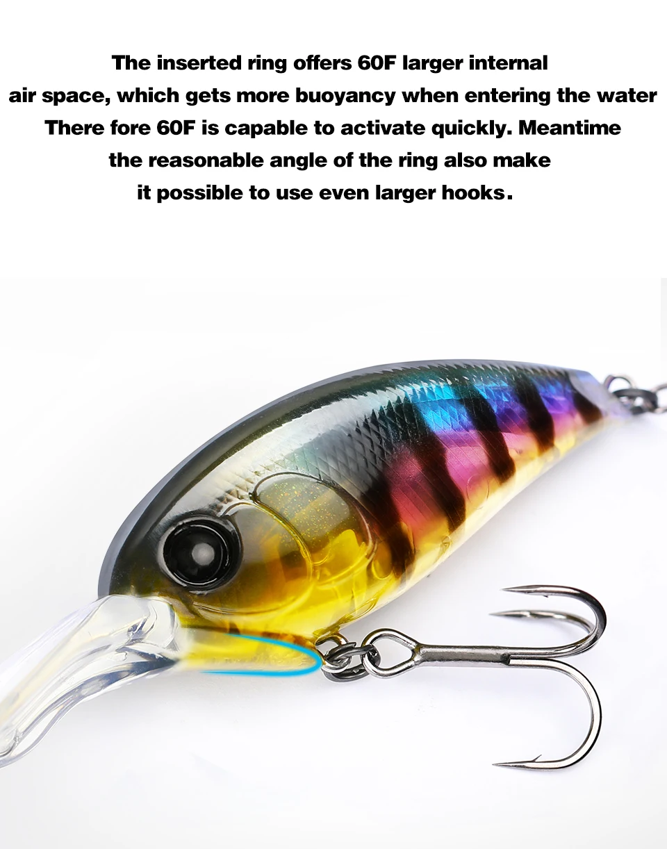TSURINOYA 60F Kurbelköder Angelköder 60 mm 16,6 g CHASER 0–3 m langer Wurf schwimmender künstlicher harter Köder Bass Pike Ajing Kurbel – Detail 11