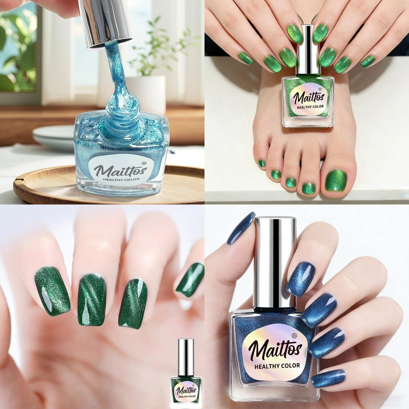 

12 мл x 4 [502/503/511/538] Водостойкий лак для ногтей Cat Eye без запаха, с магнитом, быстросохнущий, не требует УФ-лампы, легко снимается.