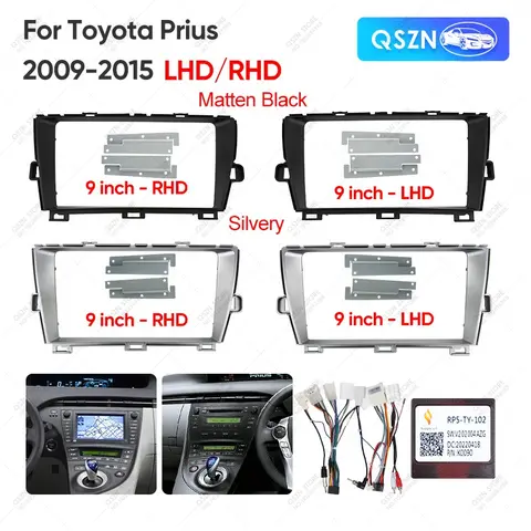 QSZN 9inch For TOYOTA PRIUS 2009-2015 LHD/RHD Car Multimedia Radio Frame Fascia Panel Dashboard Mounting Bracket Adapter Decoder