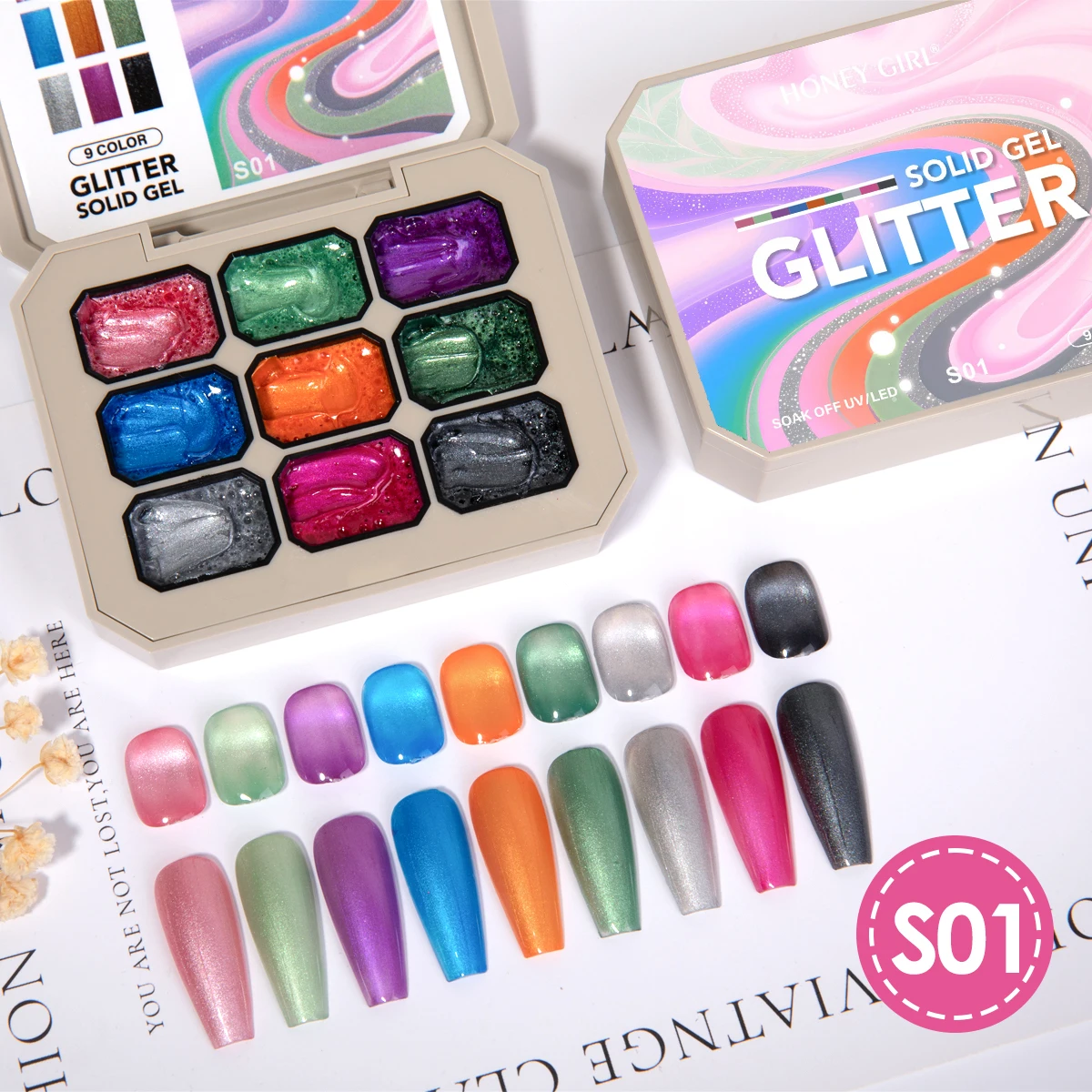 

9-Color Glitter Gel Nail Polish , Long-Lasting, Nail Art Kit with Sparkling Effect, Perfect for Manicures and Pedicures