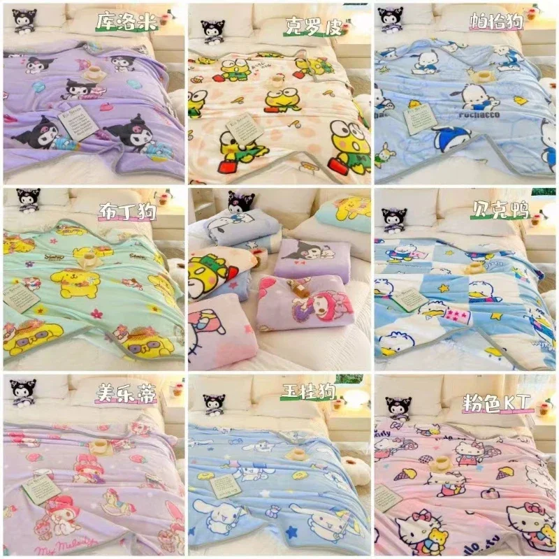 

Sanrio Cute Hello Kitty Warm Cute Blankets Cartoon Blanket Office Dormitory Comfort Nap Blanket Sheet Travel Cover Kid Girl Gift