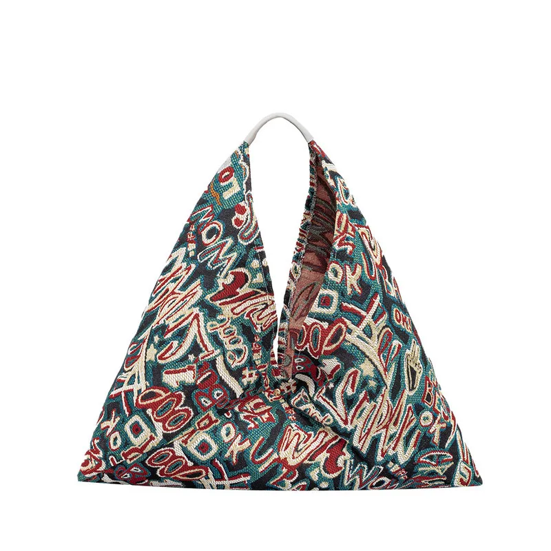 

High Quality Texture Triangular Dumpling Shaped Women's Commuting Hand-held Leisure Vacation Beach Printed Shoulder Bag Women