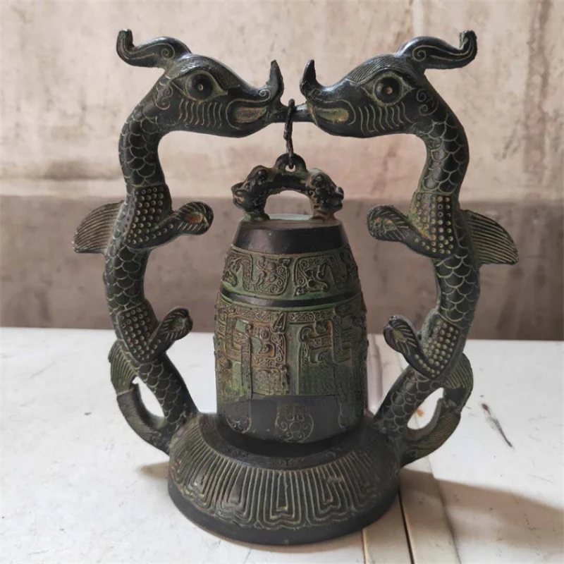 Antique Bronze Ware Chime Decoration Zeng Shuanglong Golden Bell Alarm Bell Changming Ancient Musical Instrument Special Offer